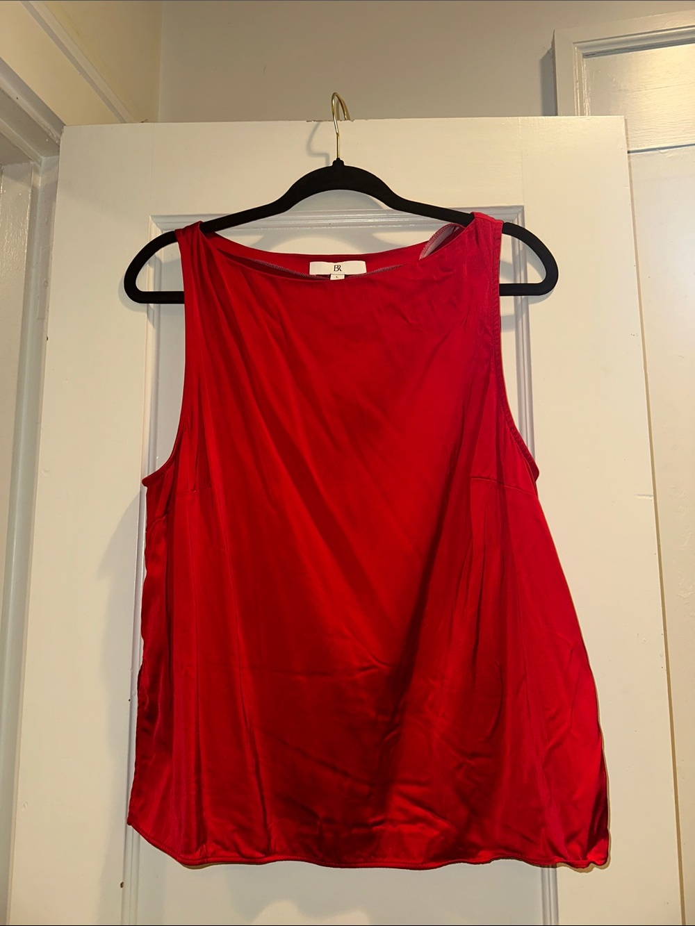 Banana Republic Bright Red Satin Scoop Neck Tunic